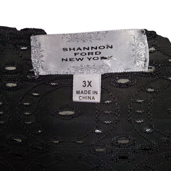 Shannon Ford Size 3X Top Peek-A-Boo Eyelet Liquid Jersey Knit Ruffle Sleeves - Picture 6 of 8